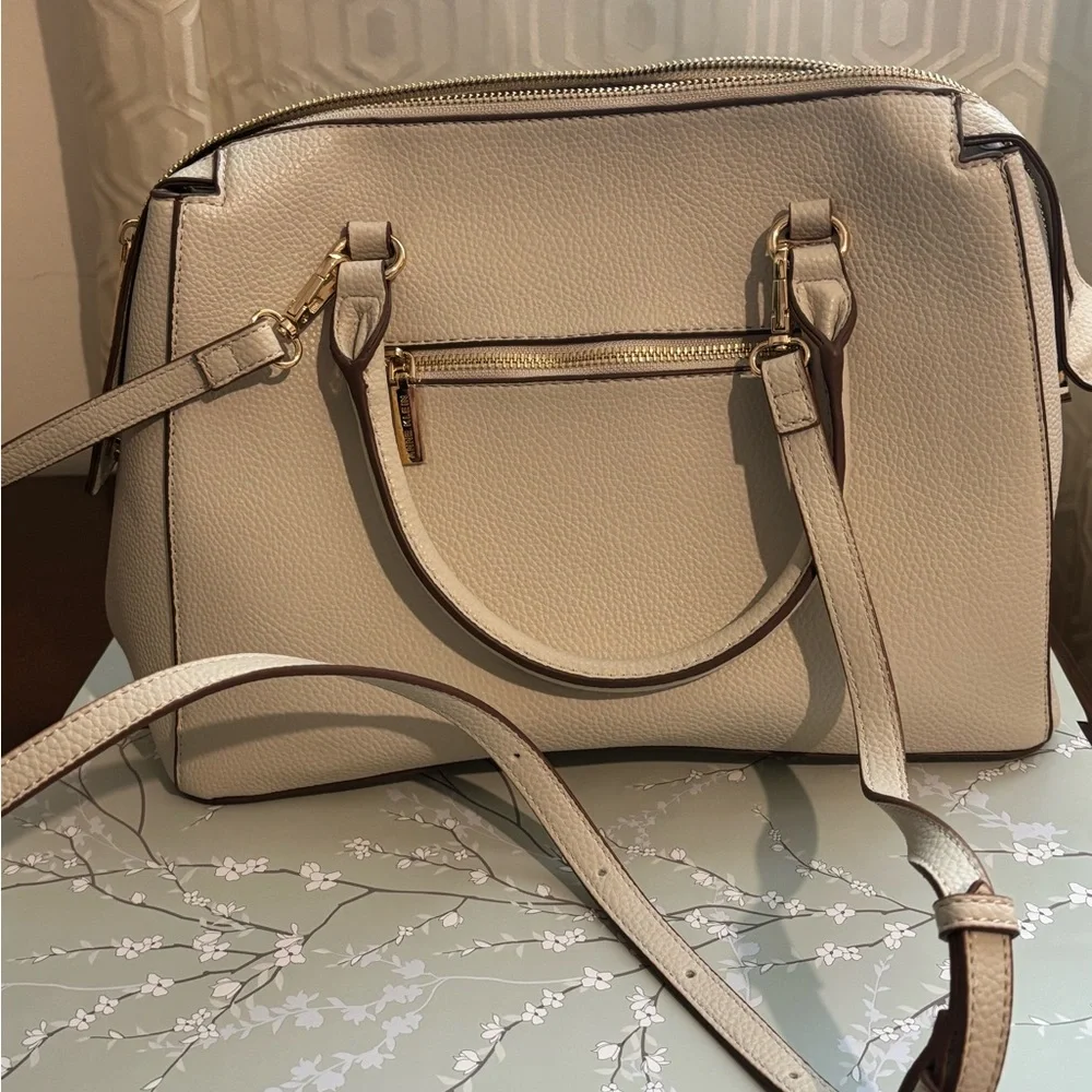 Anne Klein Elegant Cream Handbag with Scarf Accent - Picture 3 of 7
